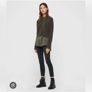 EUC All Saints Dark Green Tierny Shirt Jumper